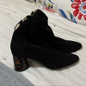 Zara black suede heeled bootie
